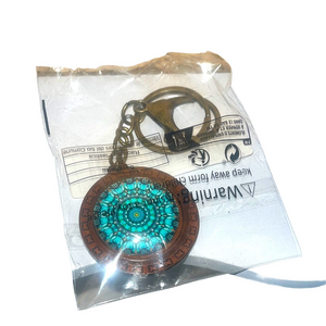 Bohemian teal and brown round Mandala Keychain